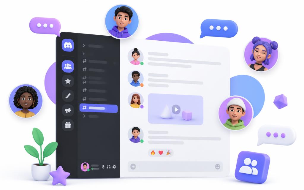 Community chat mockup with member avatars