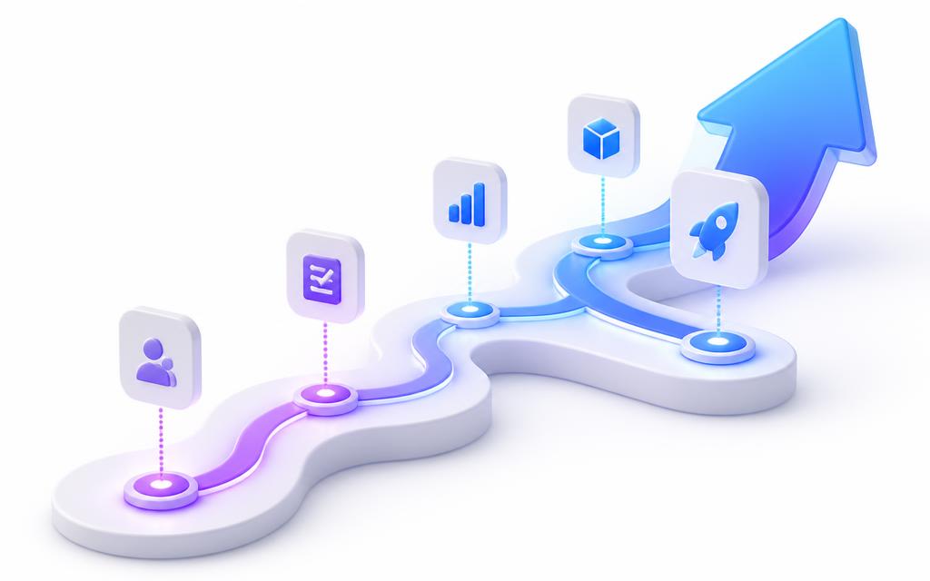 Roadmap illustration with new AI tools being added